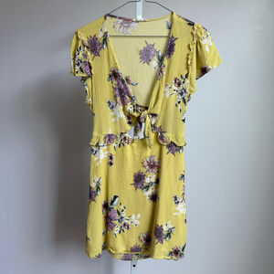 Cotton Candy LA sz M yellow fairy Y2k‎ Floral cutout Mini Dress